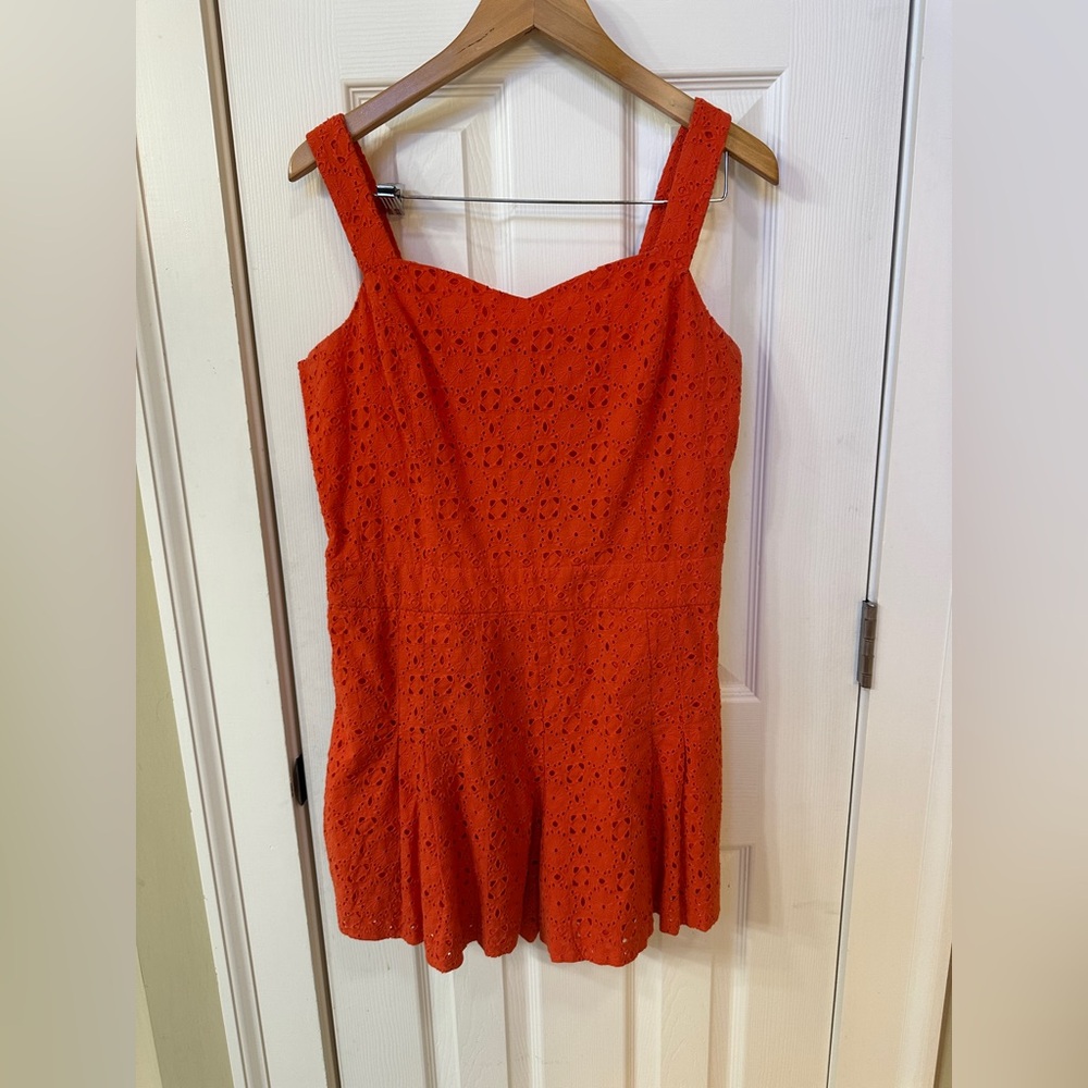 1.State Orange Eyelet Romper Spring Summer Cute Trendy Chic Large